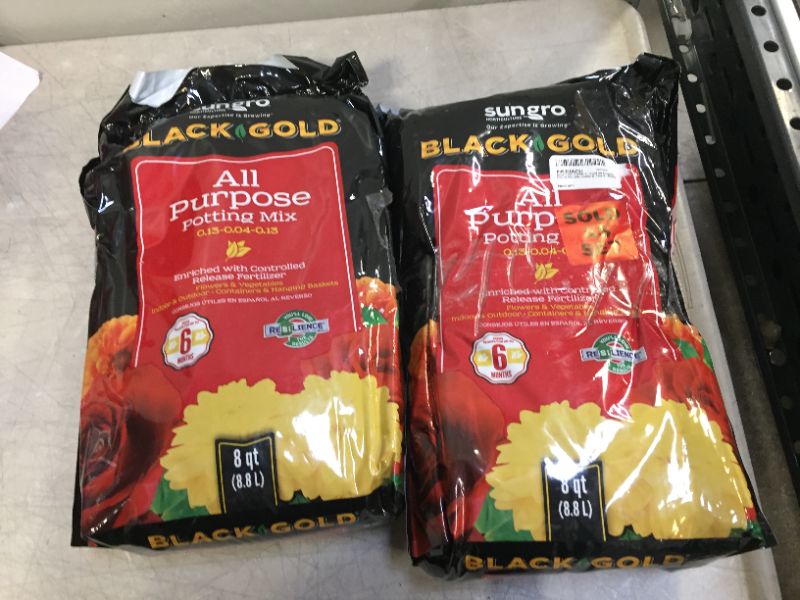 Photo 2 of Black Gold 1310102 8-Quart All Purpose Potting Soil with Control (2 Pack 8-Quart)
