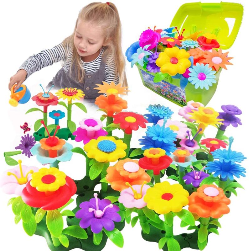 Photo 1 of Scientoy Flower Garden Building Toys, Stem Toys Build a Garden for Girls, 130 PCS Flower Pretend Gardening Gift for Kids, Floral Arrangement Playset for Age 3-7 Year Old Child Educational Activity