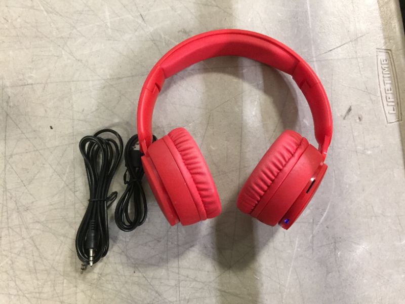 Photo 2 of BRNEWO Bluetooth Headphones Hi-Fi Stereo Wireless Headphones Foldable Wired/Wireless/TF Subwoofer/PC Bluetooth 5.0 Wireless Headset with Mic,25Hours Playtime for Travel/Work (Red)