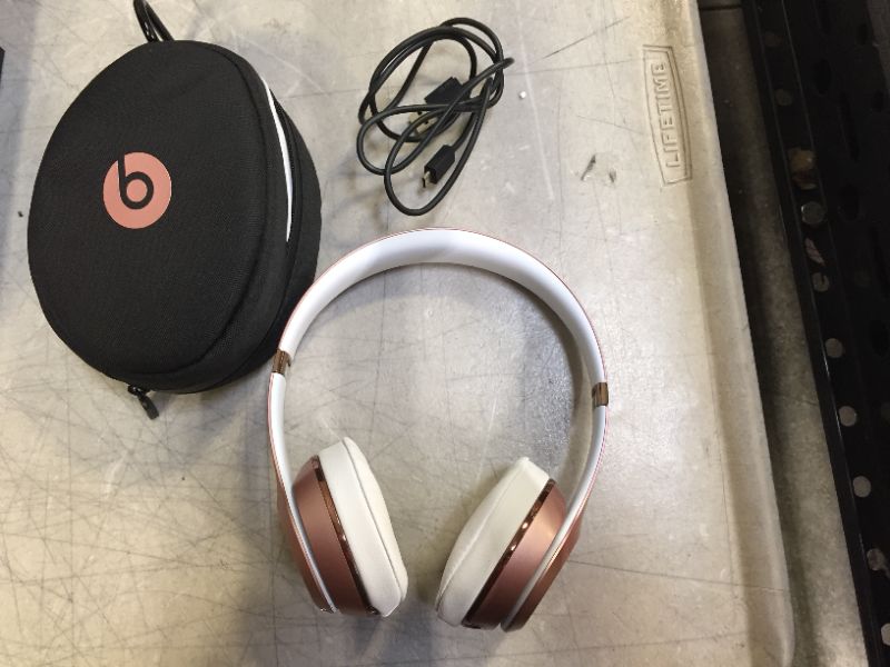 Photo 2 of Beats Solo3 Wireless On-Ear Headphones - Apple W1 Headphone Chip, Class 1 Bluetooth, 40 Hours of Listening Time, Built-in Microphone - Rose Gold