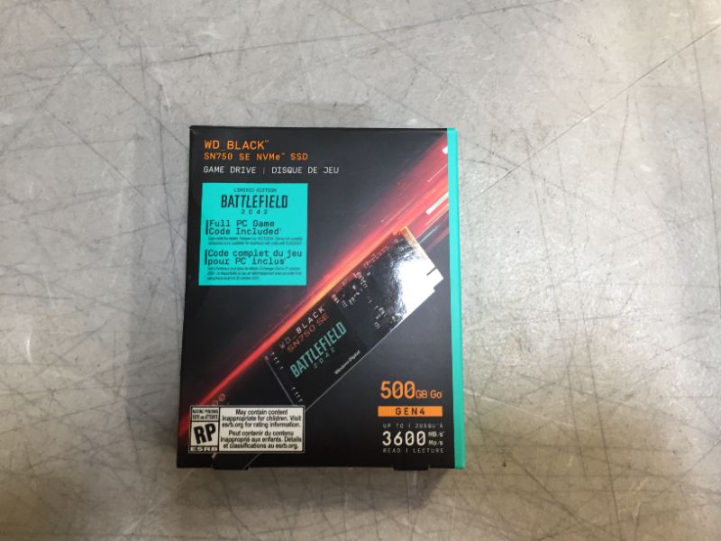 Photo 4 of WD_BLACK 500GB SN750 SE NVMe SSD with Battlefield 2042 Game Code Bundle - Gen4 PCle, Internal Gaming SSD Solid State Drive, M.2 2280, Up to 3,600 MB/s - WDBB9J5000ANC-NRSN
