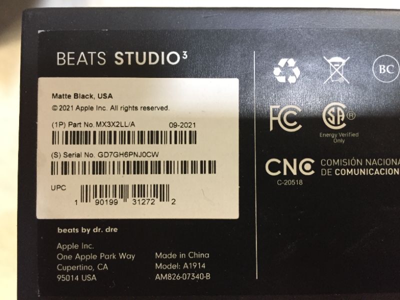 Photo 7 of Beats Studio3 Wireless Noise Cancelling Over-Ear Headphones - Apple W1 Headphone Chip, Class 1 Bluetooth, 22 Hours of Listening Time, Built-in Microphone - Matte Black 