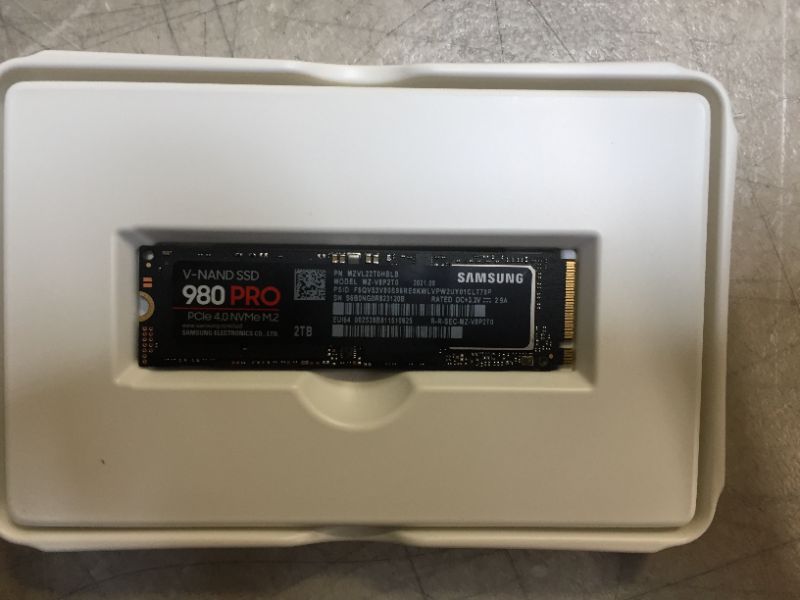 Photo 1 of Samsung 980 PRO SSD 2TB PCIe NVMe Gen 4 Gaming M.2 Internal Solid State Hard Drive Memory Card, Maximum Speed, Thermal Control, MZ-V8P2T0B
