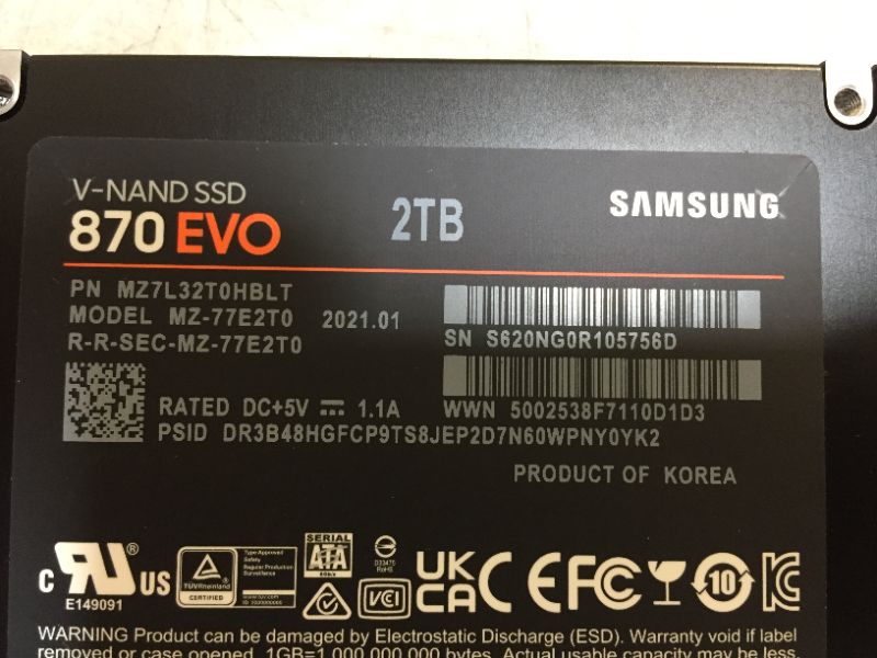 Photo 4 of Samsung Electronics 870 EVO 2TB 2.5 Inch SATA III Internal SSD (MZ-77E2T0B/AM)
