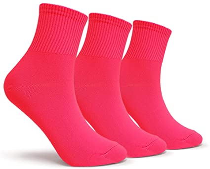 Photo 1 of CUTIE MANGO Women's Colorful Neon Crew Socks Sports Vivid Color Crazy Fun 3 pairs 
