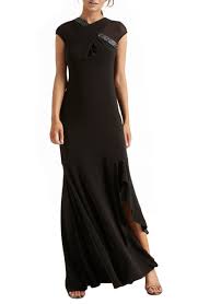 Photo 1 of Crossover Embellished Asymmetrical Gown In Black