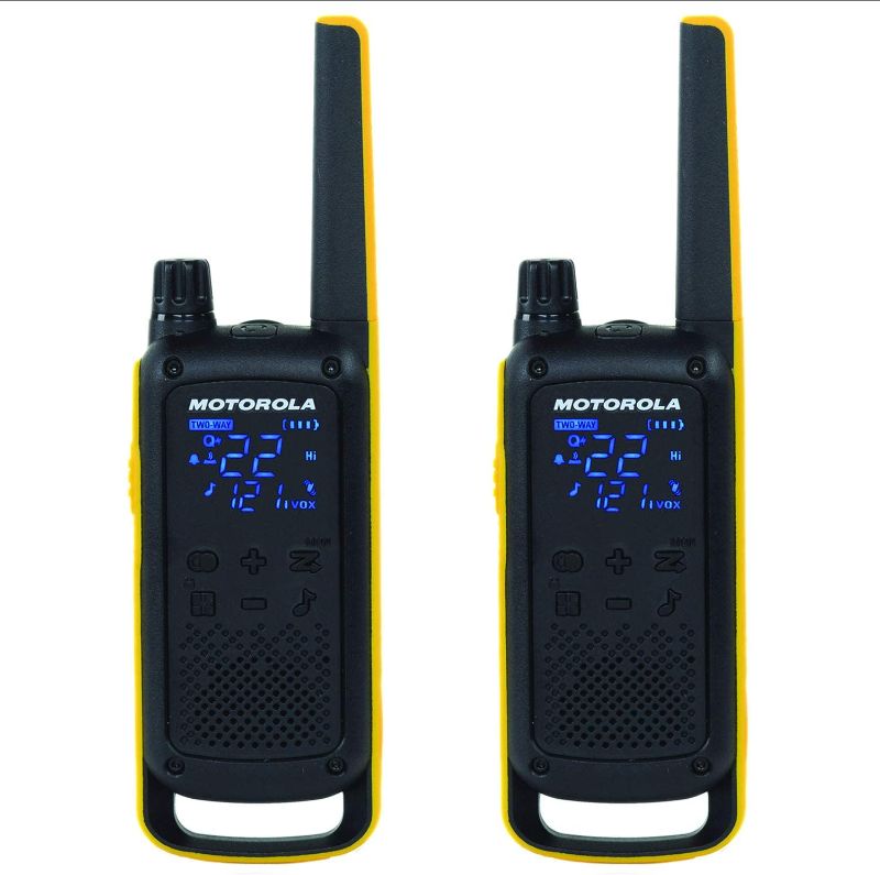 Photo 1 of Motorola Solutions T470 Two-Way Radio Black W/Yellow Rechargeable Two Pack
