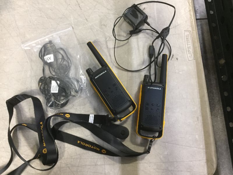 Photo 2 of Motorola Solutions T470 Two-Way Radio Black W/Yellow Rechargeable Two Pack
