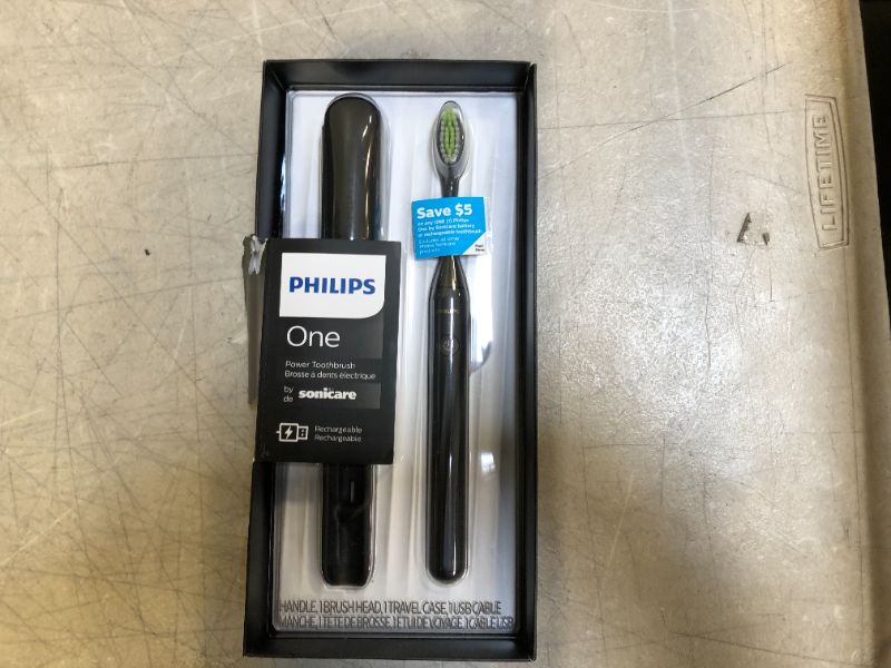 Photo 1 of Philips One by Sonicare Rechargeable Toothbrush, Shadow Black, HY1200/06
