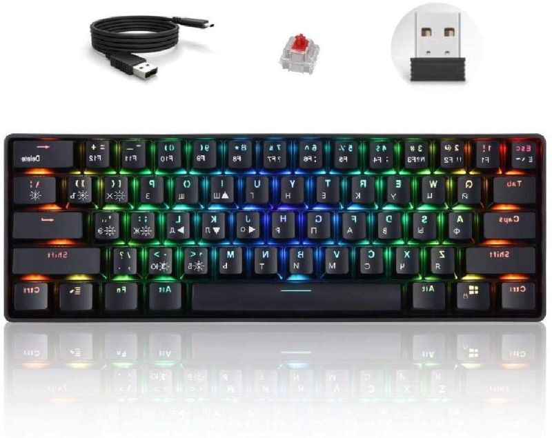 Photo 1 of 61-Key Dual-Mode YK600 Mechanical Keyboard Russian English Mechanical Keyboard 61 Keys USB Wired 2.4G Wireless Dual Mode Gaming Keyboards Backlight for Desktop PC Laptop USB Wired Gaming Keyboard 104
