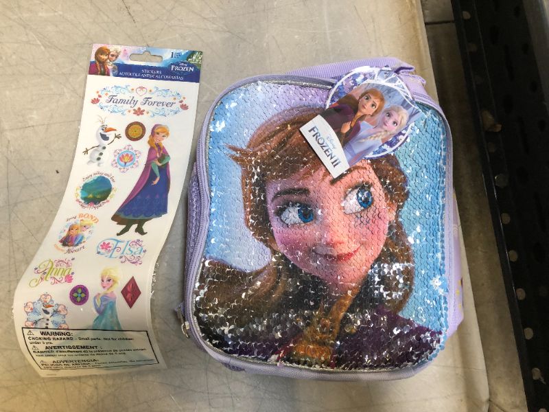 Photo 1 of 2 way sequin Frozen backpack with stickers 