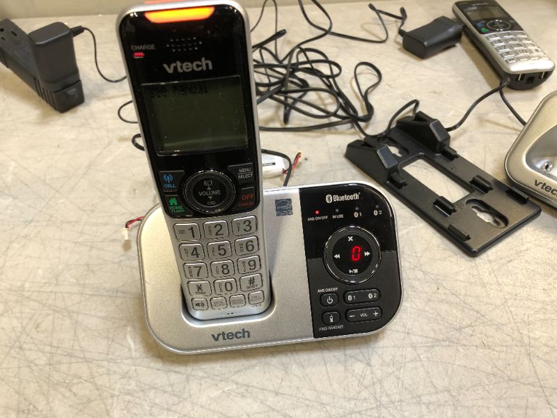 Photo 3 of VTECH VS112-2 DECT 6.0 Bluetooth 2 Handset Cordless Phone for Home with Answering Machine, Call Blocking, Caller ID, Intercom and Connect to Cell (Silver & Black)
