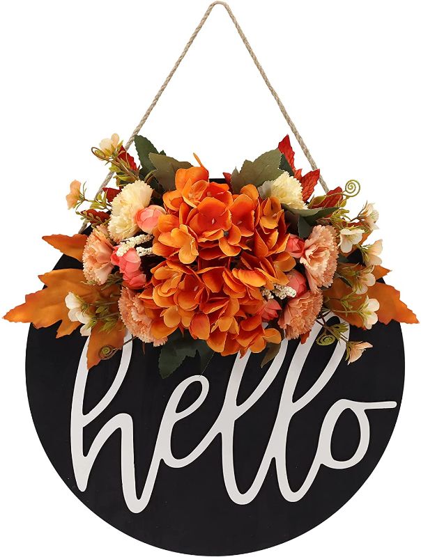 Photo 1 of Fall Wreaths for Front Door Hydrangea Wreath,Welcome Sign for Front Door,Fall Wreath,Farmhouse Door Wreaths,Grapevine Fall Wreath-156
