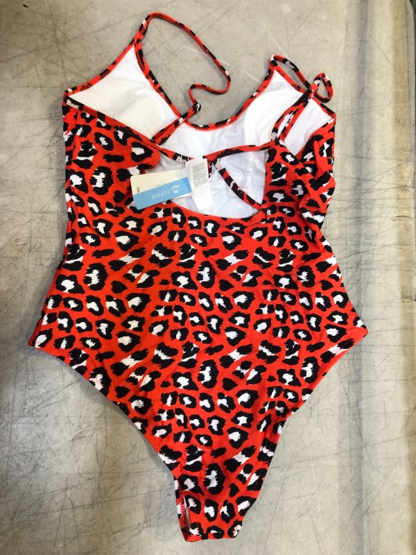 Photo 2 of WOMEN'S 2XL NEON RED CHEETAH PRINT ONE PIECE SWIM SUIT