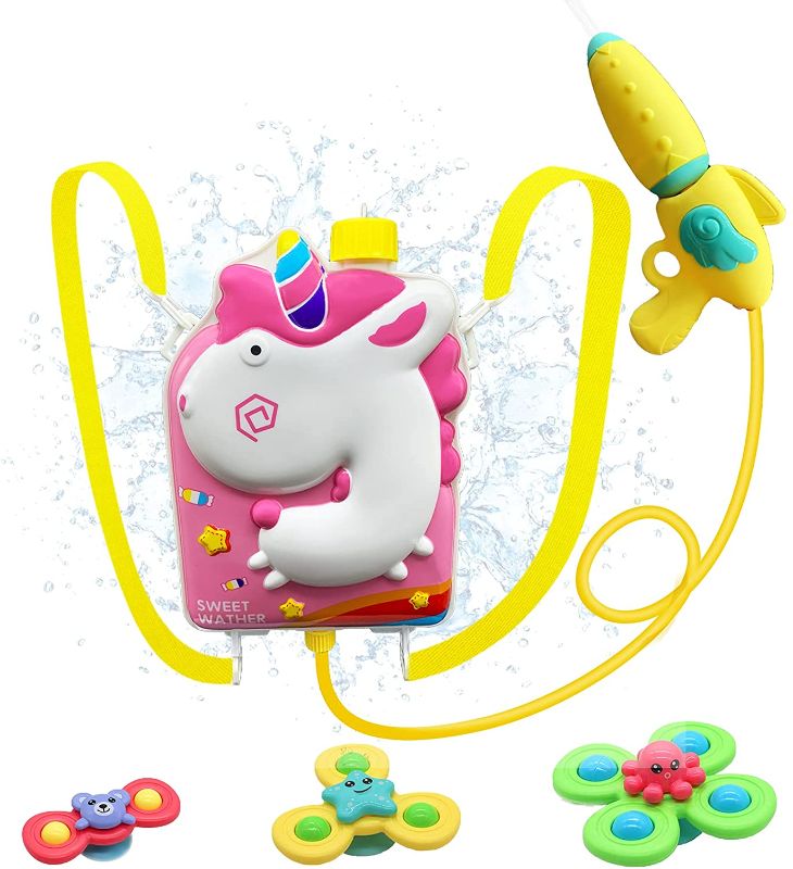 Photo 1 of Bibibi Toddler Toys Backpack Water Gun (Pink) and Suction Spinner Toys
