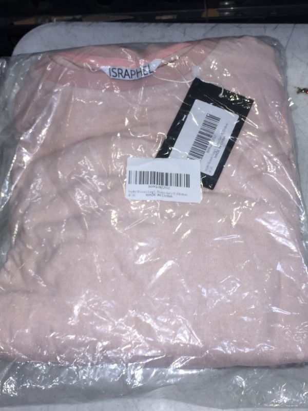 Photo 2 of Israphel Women's Long Sleeve Soft Pajama Set Pink Grey Sleepwear for Women Size MEDIUM

