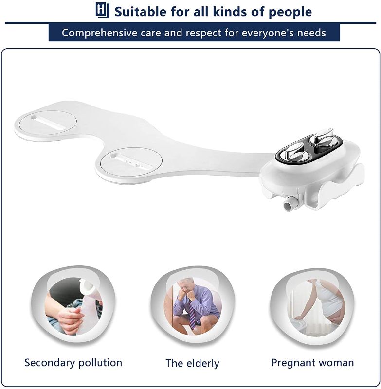 Photo 1 of Bidet Toilet Seat Attachment, Non-Electric Self Cleaning Dual Nozzle (Posterior/Feminine Wash) Fresh Water Sprayer Bidet with Adjustable Water Pressure Switch and Mobile Phone Holder
