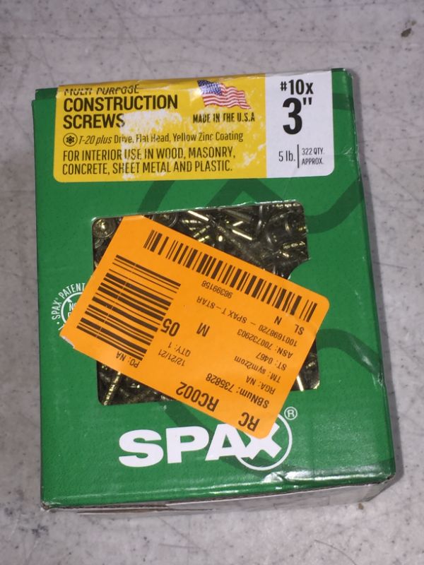 Photo 2 of #10 x 3 in. T-Star Plus Flat Head Partial Thread Yellow Zinc Screws (5 lb. Box)
