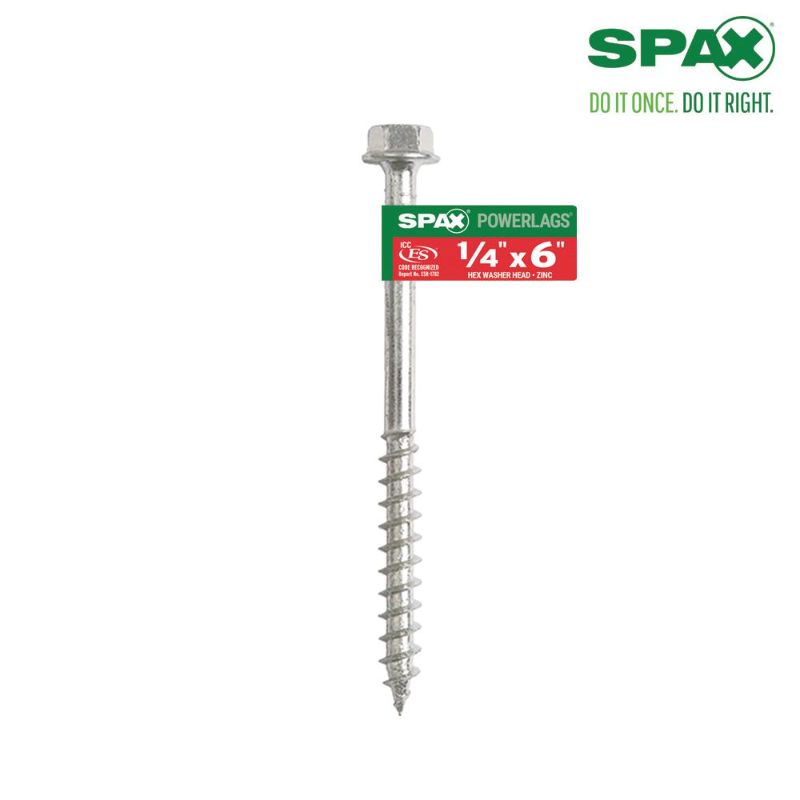 Photo 1 of 20 PACK SPAX 1/4 in. X 6 in. Hex Drive Hex Head Zinc Coated PowerLag Screw
