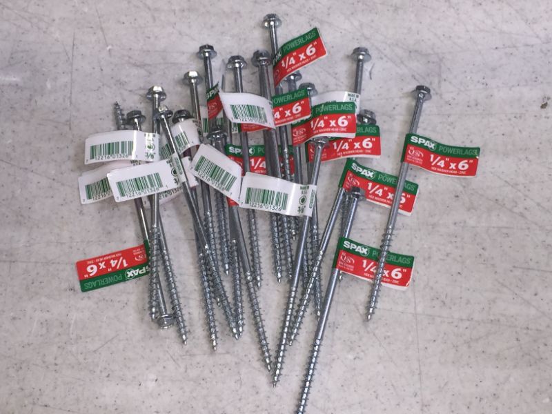 Photo 2 of 20 PACK SPAX 1/4 in. X 6 in. Hex Drive Hex Head Zinc Coated PowerLag Screw
