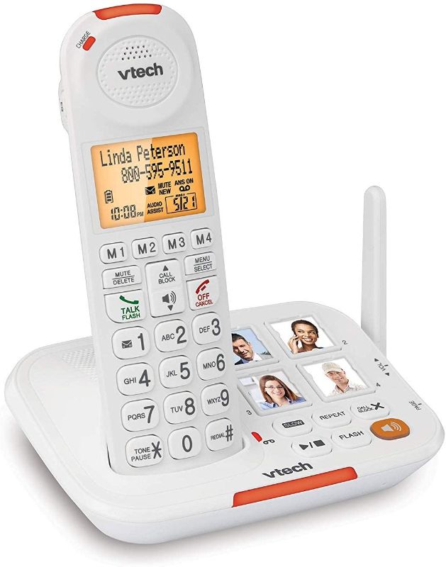 Photo 1 of VTech SN5127 Amplified Cordless Senior Phone with Answering Machine, Call Blocking, 90dB Extra-loud Visual Ringer, One-touch Audio Assist on Handset up to 50dB, Big Buttons and Large Display
