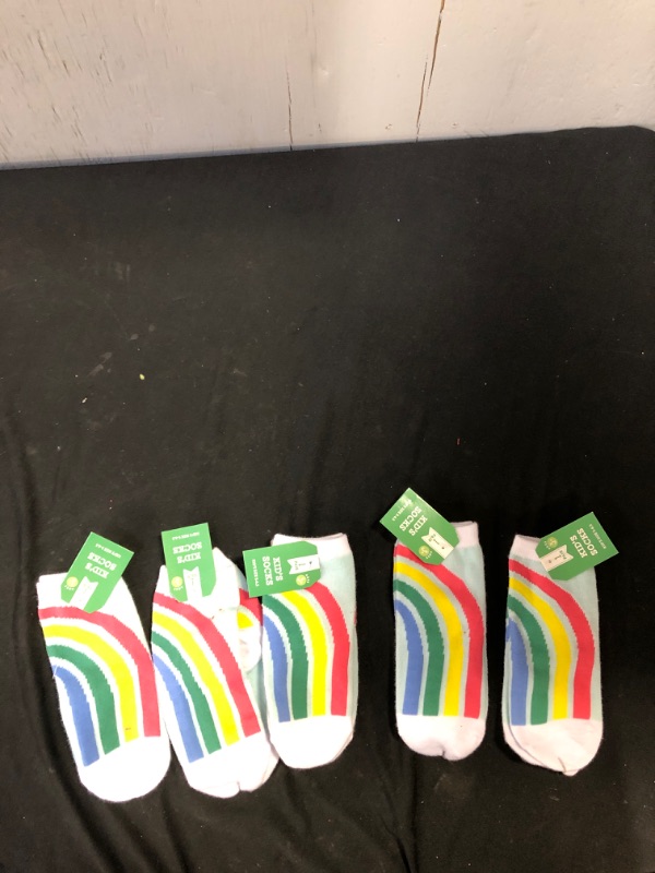 Photo 2 of Generic Rainbow Socks for Kids Size 5-6.5. Pack of 5