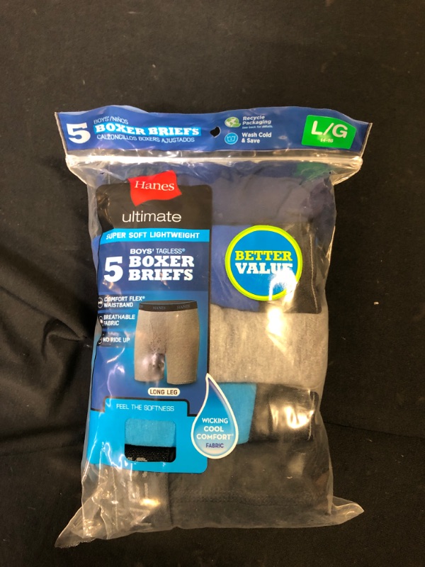 Photo 2 of Hanes Ultimate Boys 5 Pack Boxer Briefs. Large