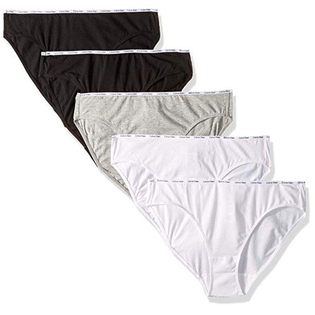 Photo 1 of Calvin Klein Womens Cotton Stretch Logo Bikini Panty 5 Pack, Black/White/Grey, M
