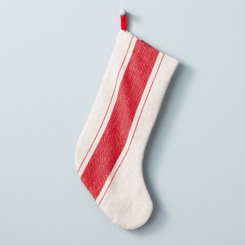 Photo 1 of Bold Center Stripe Stocking Red/Cream - Hearth & Hand™ with Magnolia
