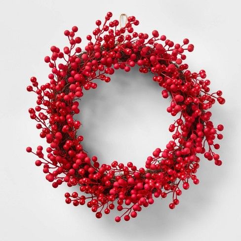 Photo 1 of 22in Unlit Red Berry Artificial Christmas Wreath - Wondershop™

