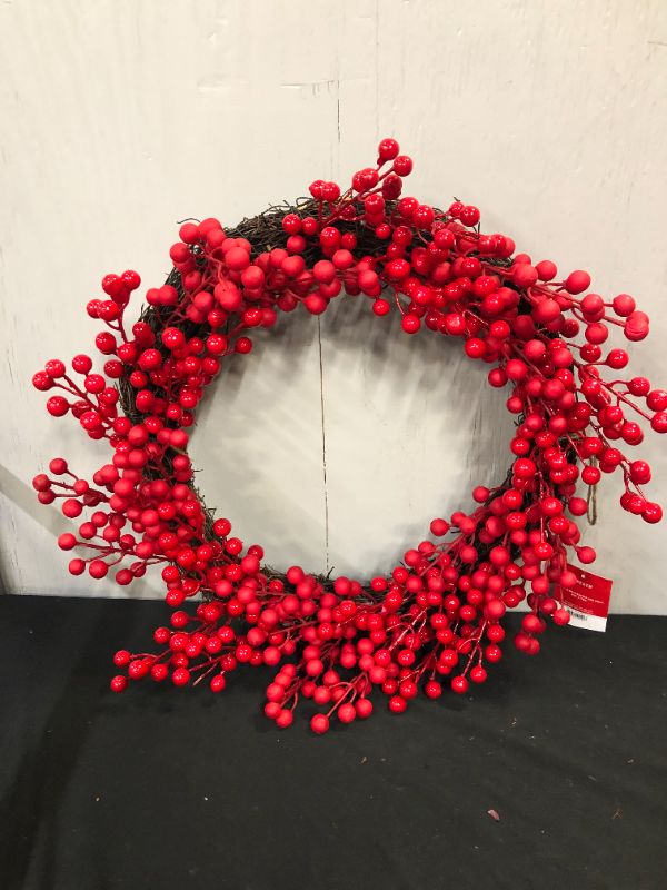 Photo 2 of 22in Unlit Red Berry Artificial Christmas Wreath - Wondershop™
