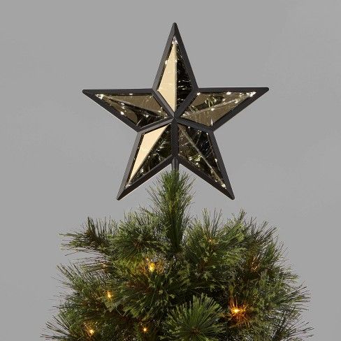 Photo 1 of 11.375in Lit Dewdrop Frame Mirrored Star Tree Topper Black - Wondershop™
