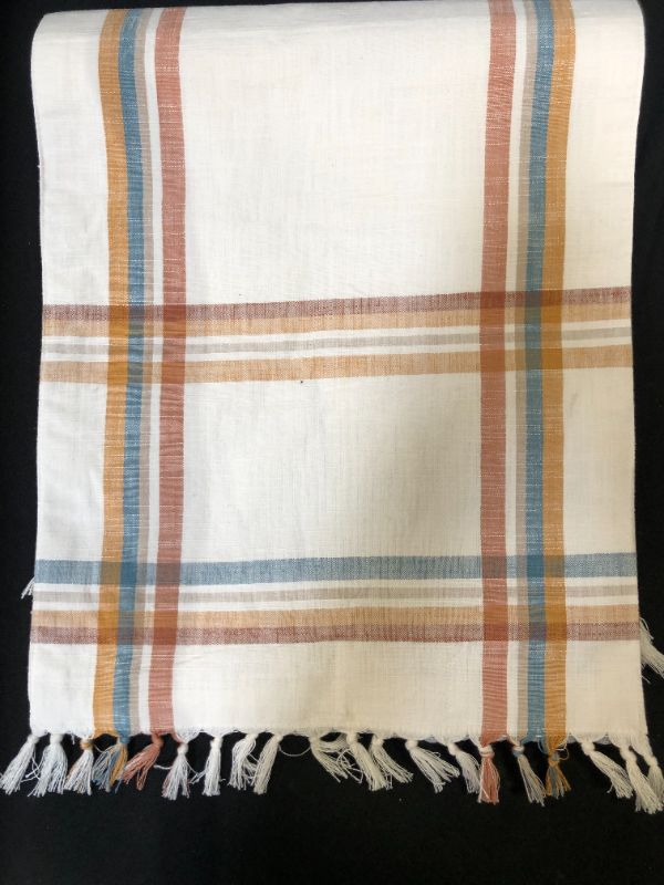 Photo 1 of 72" x 14" Cotton Harvest Plaid Table Runner - Threshold