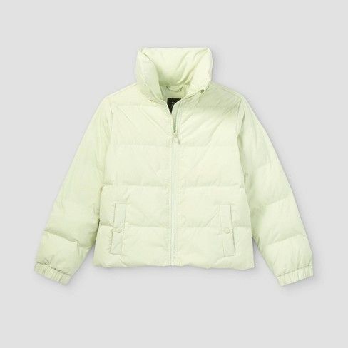 Photo 1 of Girls' High Neck Cropped Puffer Jacket - art class™ SIZE SMALL (6/6X)
