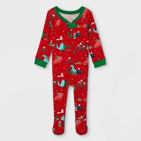 Photo 1 of Baby Holiday Dino Print Matching Family Footed Pajama - Wondershop Red 3-6M