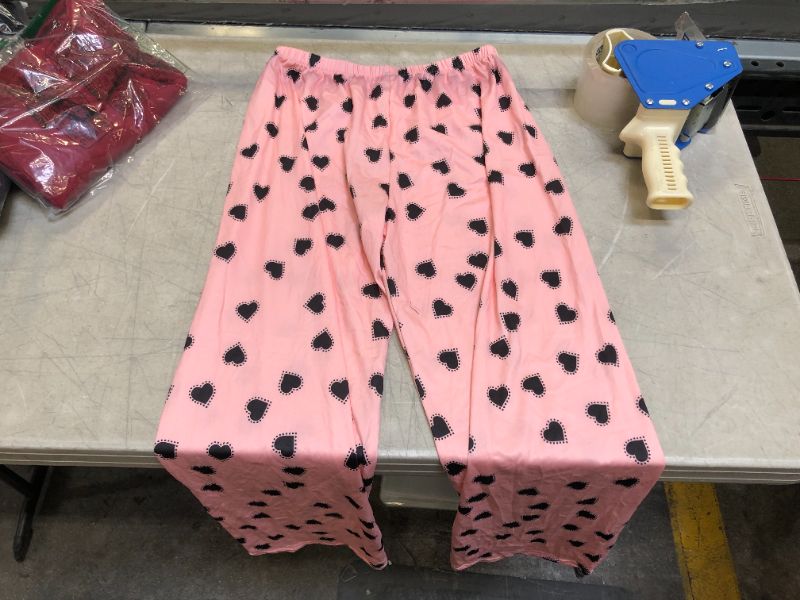 Photo 1 of Women's Pink Pajamas with Black Hearts (S)