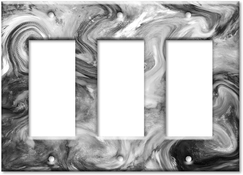 Photo 1 of Art Plates - Three Gang Rocker/Decora/GFCI Switch Plate Cover - Grey Swirl Marble/Granite Print
