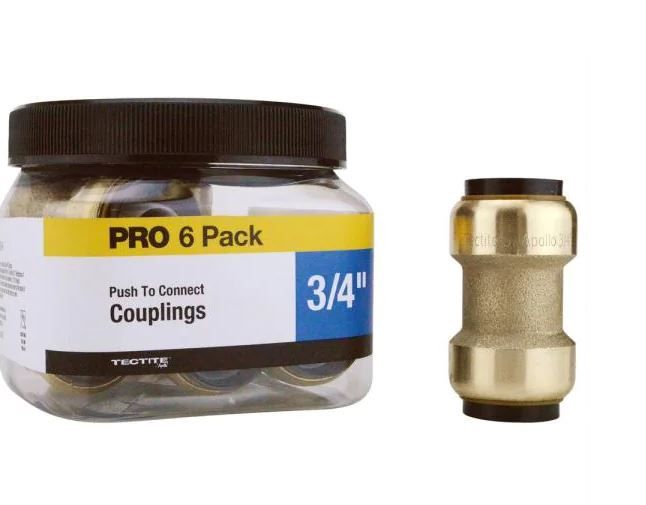 Photo 1 of 3/4 in. Brass Push-To-Connect Coupling Pro Pack (6-Pack)