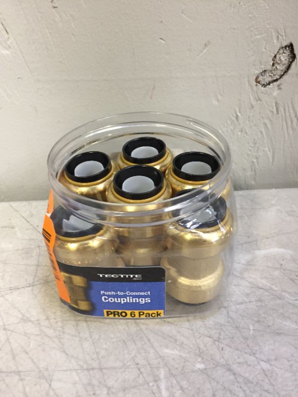Photo 1 of 3/4 in. Brass Push-To-Connect Coupling Pro Pack (6-Pack)