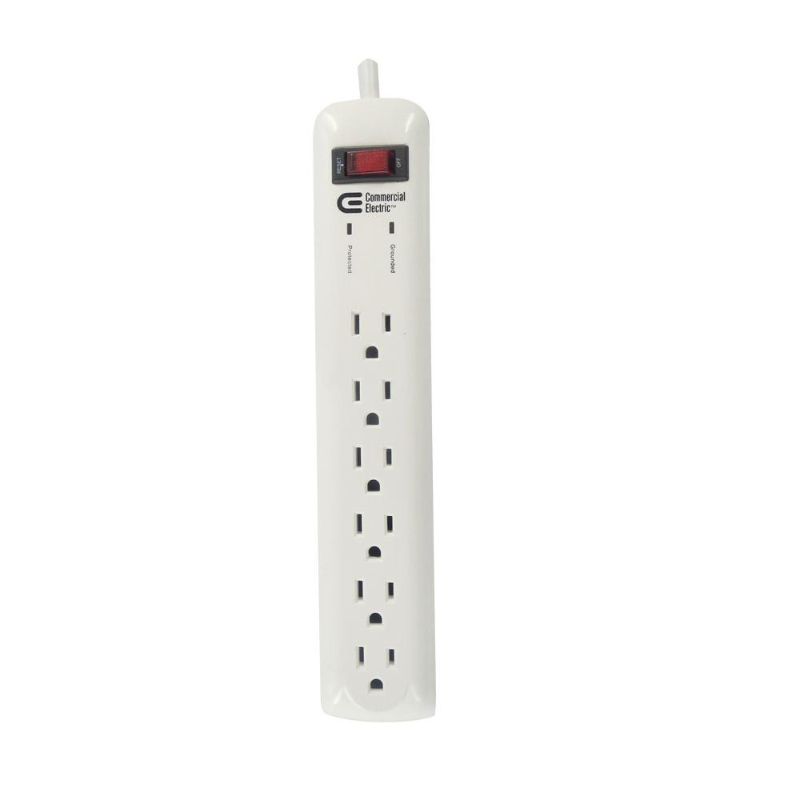 Photo 1 of Commercial Electric 8 Ft. 6-Outlet Surge Protector, White