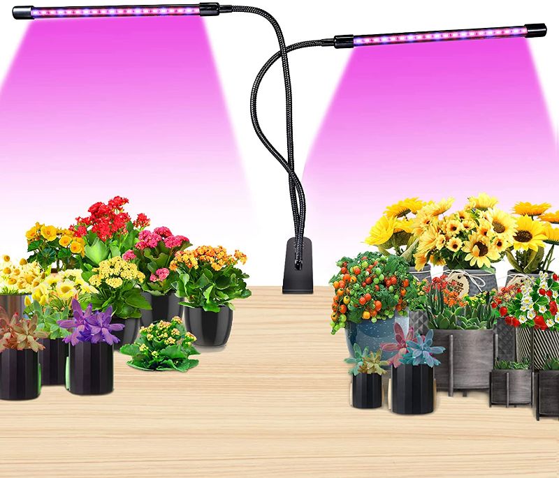 Photo 1 of LED Plant Grow Lights, Full Spectrum Dual-Head 40W Clip-on Plant Grow Lights for Indoor Plant with Dimmable 3 Light Modes Timing Function Plant Grow Bulb Lamp
