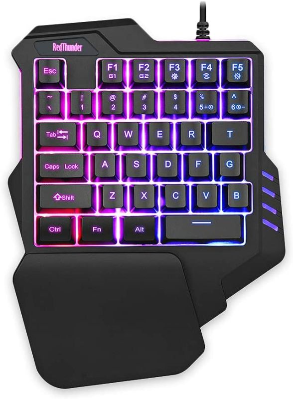 Photo 1 of RedThunder One Handed Gaming Keyboard RGB Backlit 35 Keys Portable Mini Gaming Keypad Ergonomic Game Controller for PC Gamer
