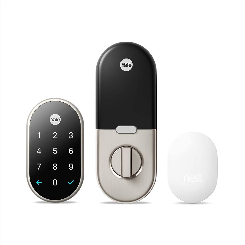 Photo 1 of Google Nest x Yale Lock - Tamper-Proof Smart Lock for Keyless Entry - Keypad Deadbolt Lock for Front Door - Works with Nest Secure Alarm System - Satin Nickel
