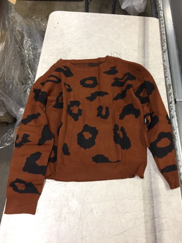 Photo 1 of Carprinass Women's Stylish Leopard Pullover Sweater Long Sleeve Knitwear Blouse. Large
