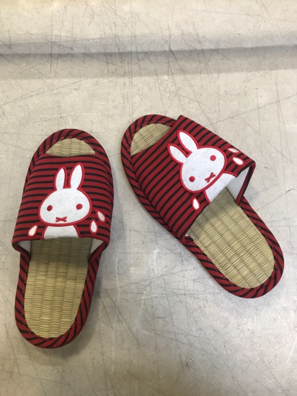 Photo 1 of Generic Red and Black Striped Bunny Flip Flops. Small