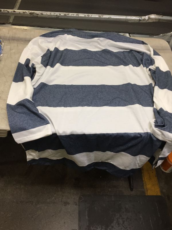 Photo 2 of Dark blue and white striped long sleeve shirt for mens size 2XL