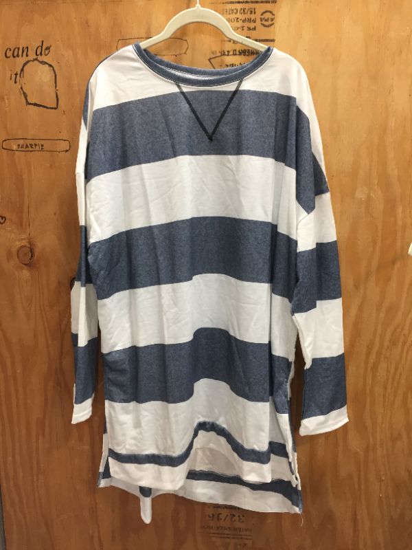 Photo 1 of Dark blue and white striped long sleeve shirt for mens size 2XL