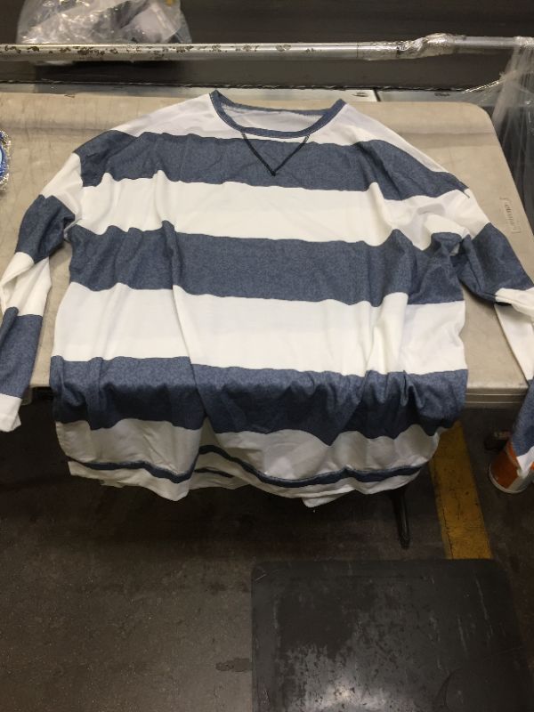 Photo 3 of Dark blue and white striped long sleeve shirt for mens size 2XL