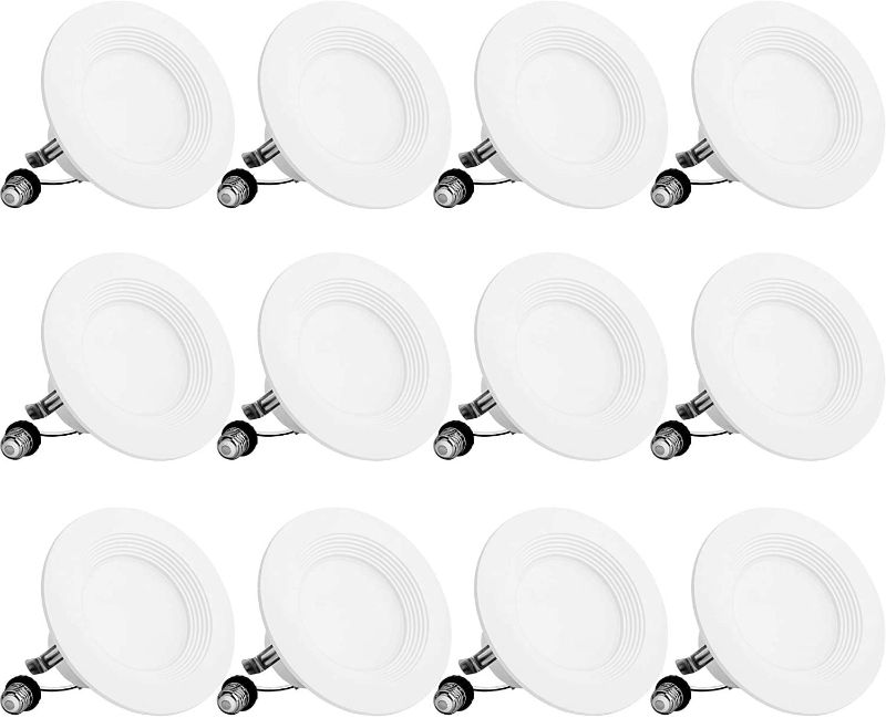 Photo 1 of BBounder LED Recessed Lighting 4 Inch 12Pack, Dimmable, Damp Rated, LED Downlight with Baffle Trim, 8.5W=60W 650LM 5000K Can Lights, Simple Retrofit Installation - UL
