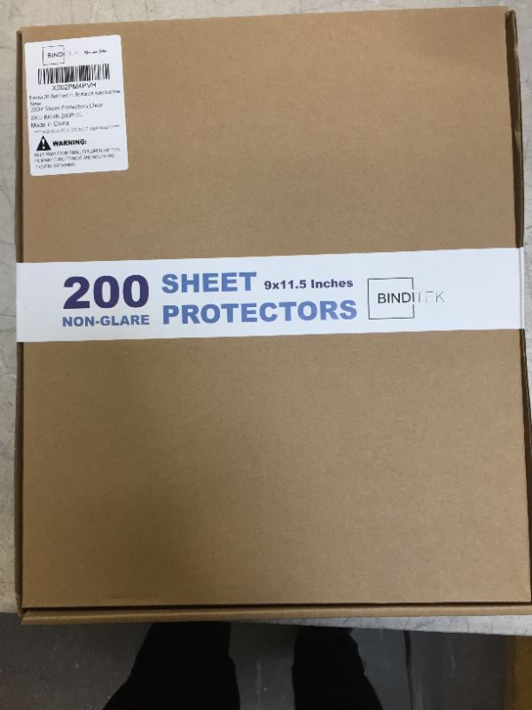 Photo 2 of Binditek 200 Pack Sheet Protectors,Holds 8.5 x 11" Sheets,Non-Glare Page Protectors for 3 Ring Binder, Top Loading Paper Protector,Letter Size,Reinforced Holes, Acid-Free
